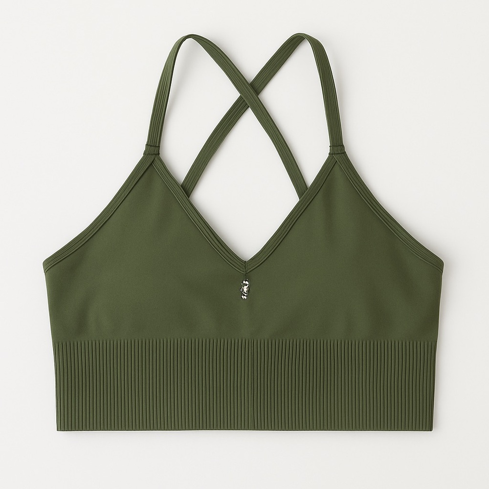 Olive Green Women's Cross-Back Bralette